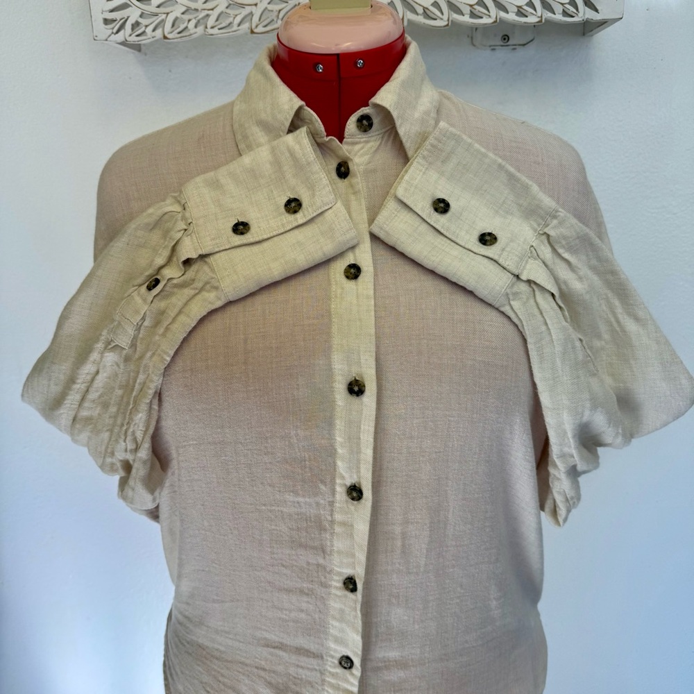 Madewell XS Cotton cream button up top